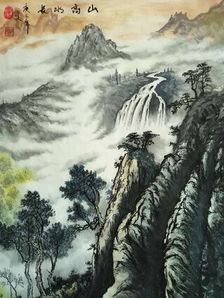 胡德康作品4《山高水长》55X75cm 2020年夏
